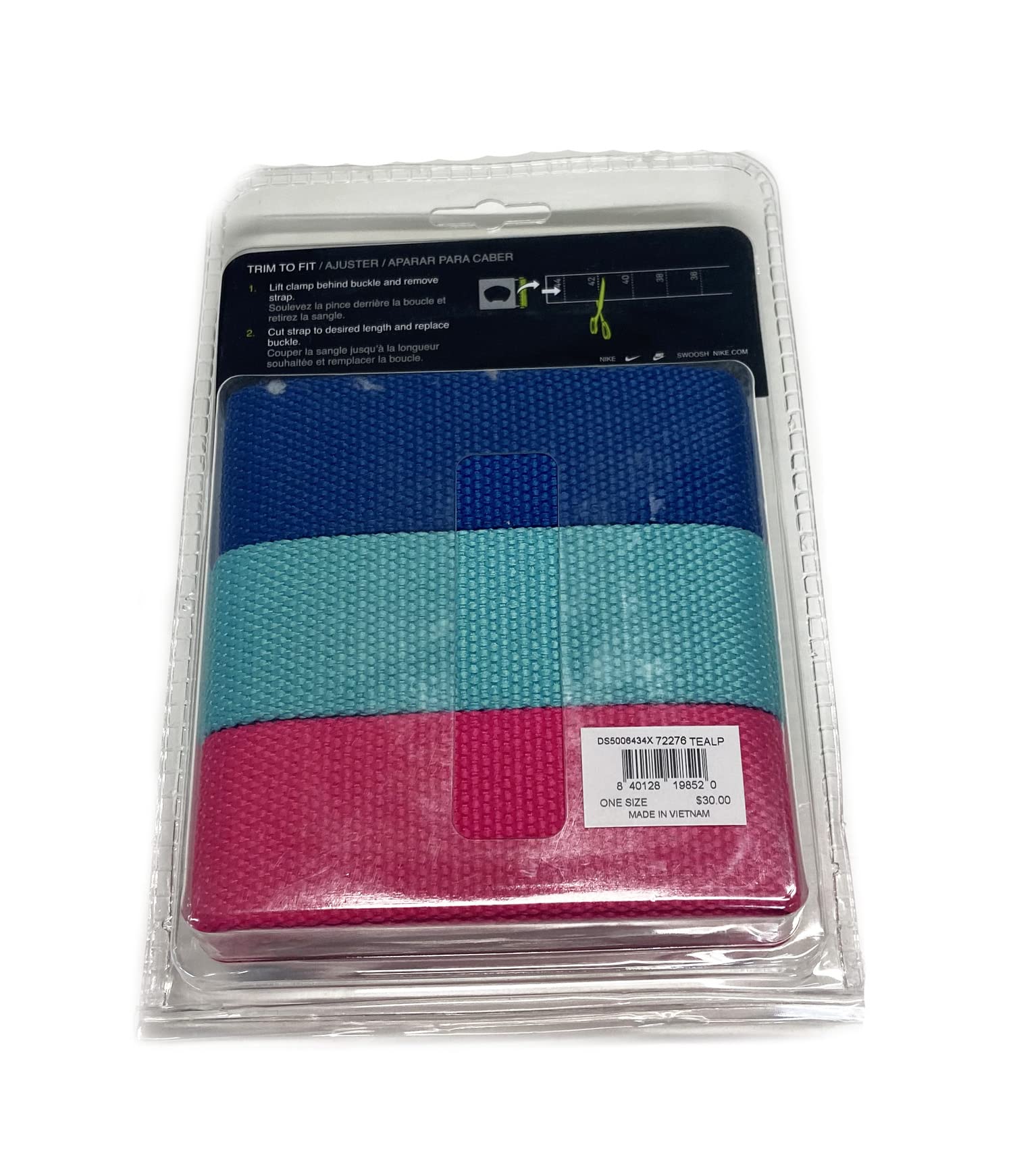 Nike New 3-in-1 Blue/Teal/Pink Golf Web Belt Pack Cut-to-Length OSFM