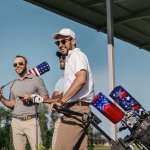 GoparoO Golf Driver Head Cover with USA Flag Design Nylon Headcover with Barrel Design | Fit Most Golf Brands (US Flag)