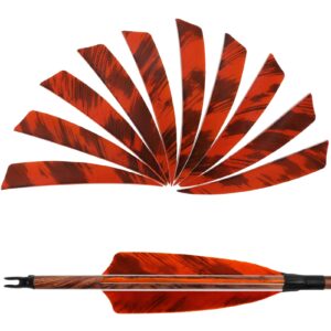 HANDBAIGE 36pcs 4-Inch Shield Cut Natural Feathers Arrow Real Fletchings Archery Right Wing Vanes Arrow Turkey Fletches for Hunting and Shooting (Orange)