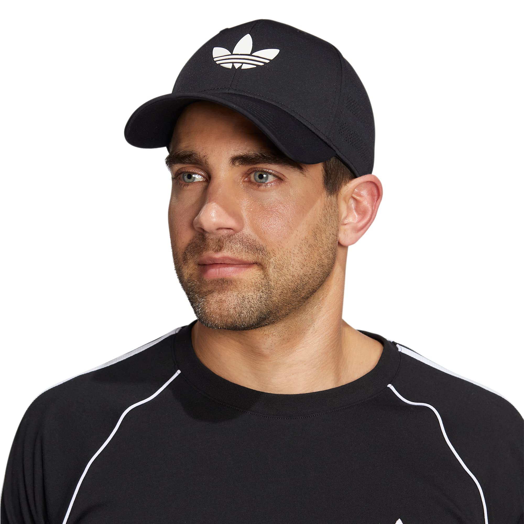 adidas Originals Men's Beacon Structured Precurve Snapback Cap, Black/White 2, One Size