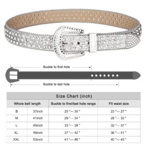 UnFader Womens Men Rhinestone Western Belts Bling Cowgirl Designer Diamond Studded Belts for Jeans