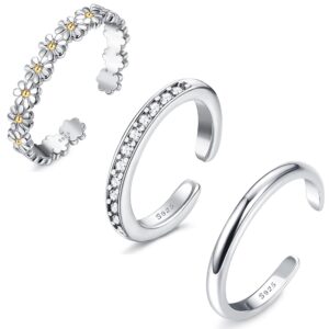 fasacco toe rings 925 sterling silver toe rings for women cz simple daisy adjustable toe rings