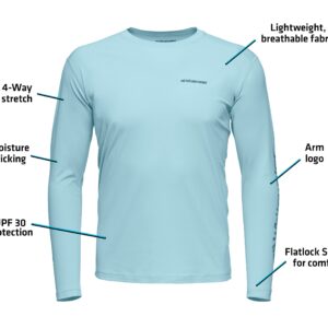 Whitewater Fishing Lightweight Long Sleeve Tech Shirt with UPF Protection (X-Large, Skyline)