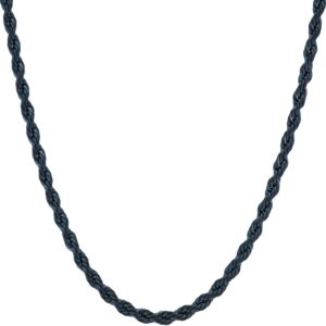 lifetime jewelry 3mm rope chain for men & women diamond cut necklaces for women & men necklace 14 to 36 inch black | gunmetal | stainless steel (22 inches, black)