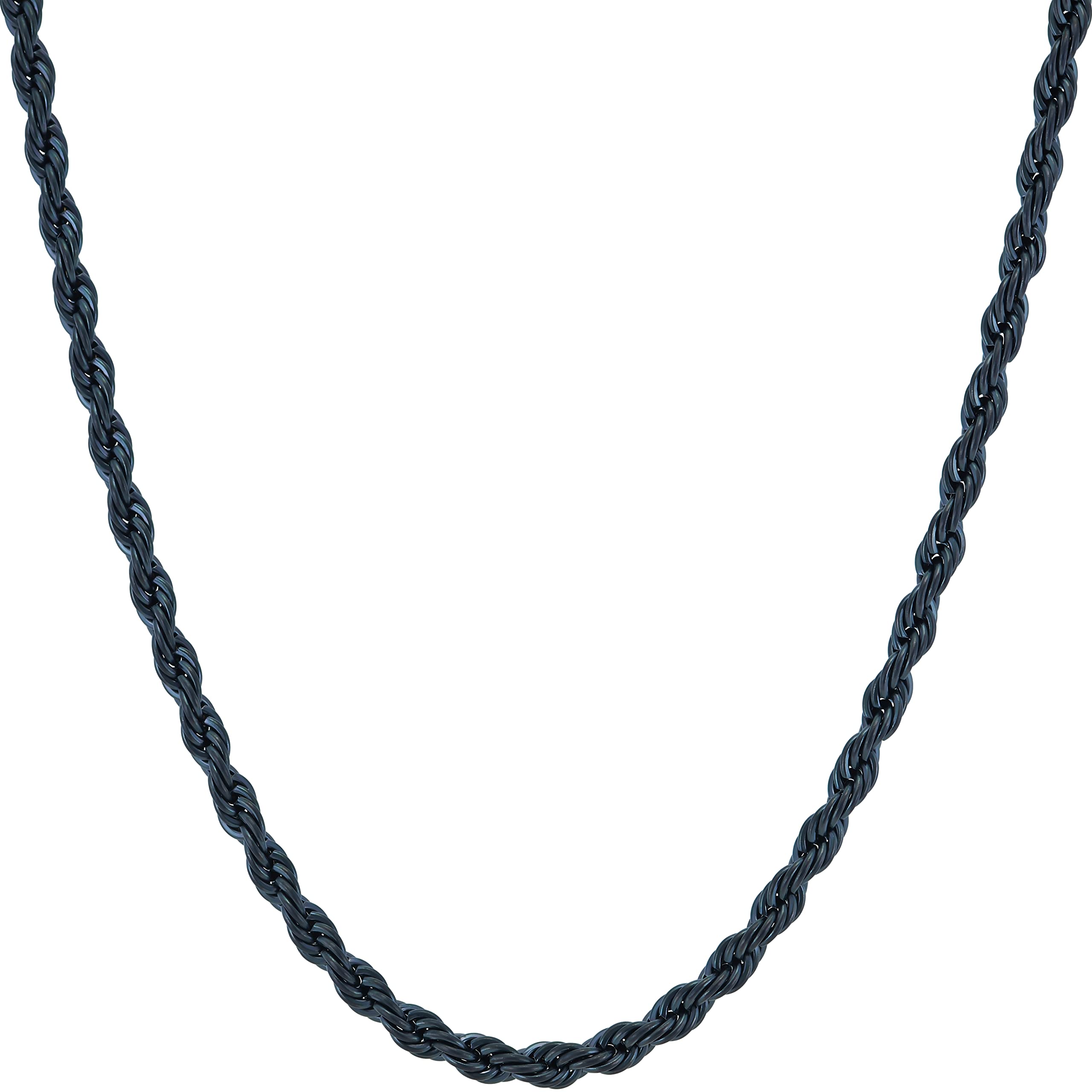 LIFETIME JEWELRY 3mm Rope Chain for Men & Women Diamond Cut Necklaces for Women & Men Necklace 14 to 36 Inch Black | Gunmetal | Stainless Steel (24 inches, Black)