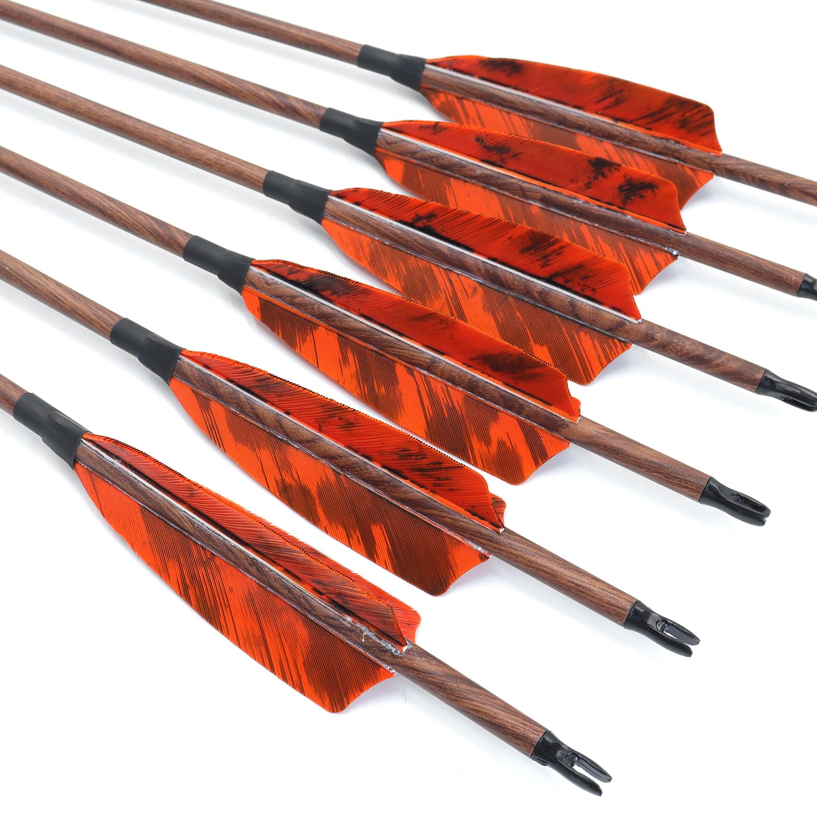 HANDBAIGE 36pcs 4-Inch Shield Cut Natural Feathers Arrow Real Fletchings Archery Right Wing Vanes Arrow Turkey Fletches for Hunting and Shooting (Orange)