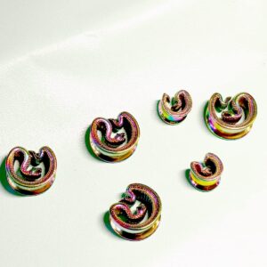 SUPTOP Snake Ear Plugs and Tunnels for Women Unique Ear Saddles for Men Gold Ear Tunnels Size 0 Gauges Stretched Ears