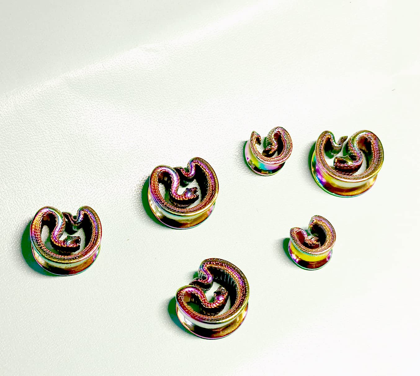 SUPTOP Snake Ear Plugs and Tunnels for Women Unique Ear Saddles for Men Gold Ear Tunnels Size 0 Gauges Stretched Ears