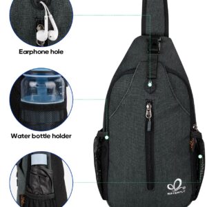 WATERFLY Crossbody Sling Backpack Sling Bag Travel Hiking Chest Bag Daypack