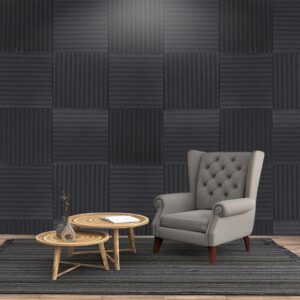 Wiberation 50 Pack Acoustic Foam Panels 1" X 12" X 12" Wedge Soundproof Foam for Studios, Recording Studios, Home Studios