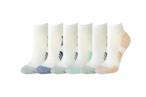 amazon essentials women's performance cotton cushioned athletic ankle socks, 6 pairs, white, 6-9