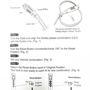 18” Zip Combination Keyless Cable Lock Lightweight Bike/Scooter/Luggage Lock Item Bike Lock (1)