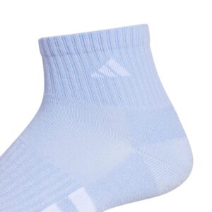 adidas Men's Cushioned Quarter Socks (3-Pair), Blue Dawn/White/Silver Green, Large