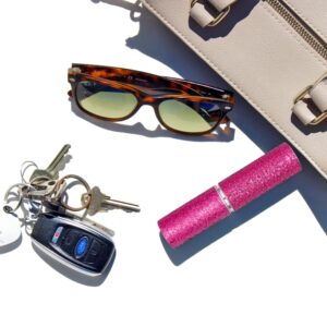 BLINGSTING Mini Lipstick Stun Gun for Women Self Defense with Flashlight & USB Rechargeable Battery, Pink