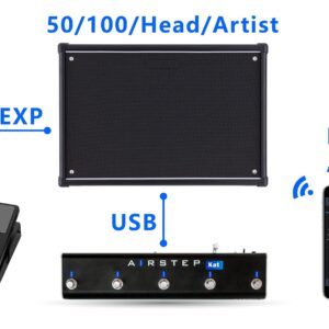 XSONIC Airstep Kat Edition KATANA MkII & I Footswitch with 5 Footswitches, 2 Control Modes(Change Presets, Toggle Effects), 300H Playtime, Modify Amp sound with BTS App for iOS and Android, Wirelessly