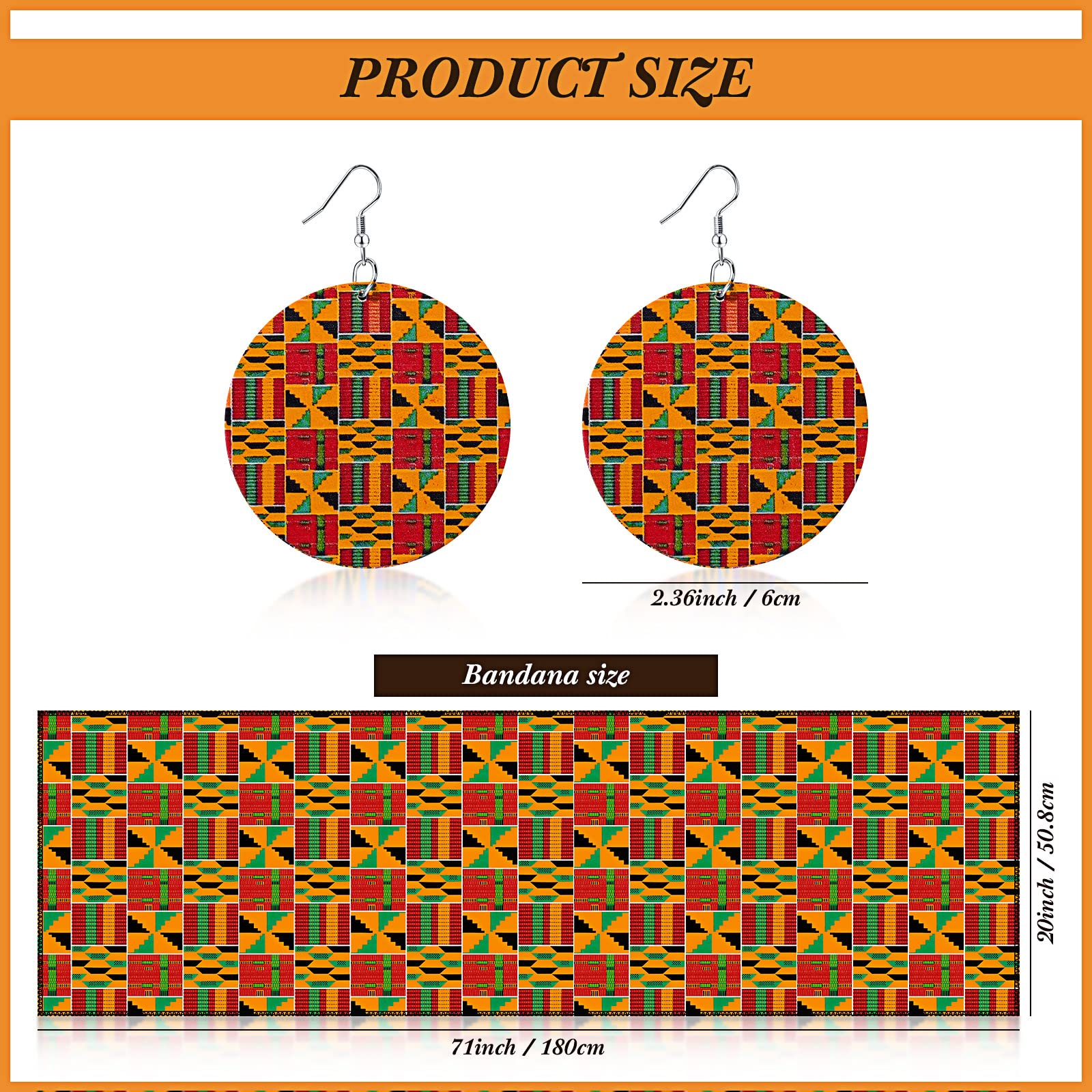 Coume 3 Pcs Women African Dashiki Skirt Traditional Costume African Bohemian Head Wrap Scarf Drop Dangle Earring (XX-Large)