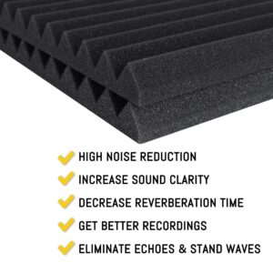 Wiberation 50 Pack Acoustic Foam Panels 1" X 12" X 12" Wedge Soundproof Foam for Studios, Recording Studios, Home Studios