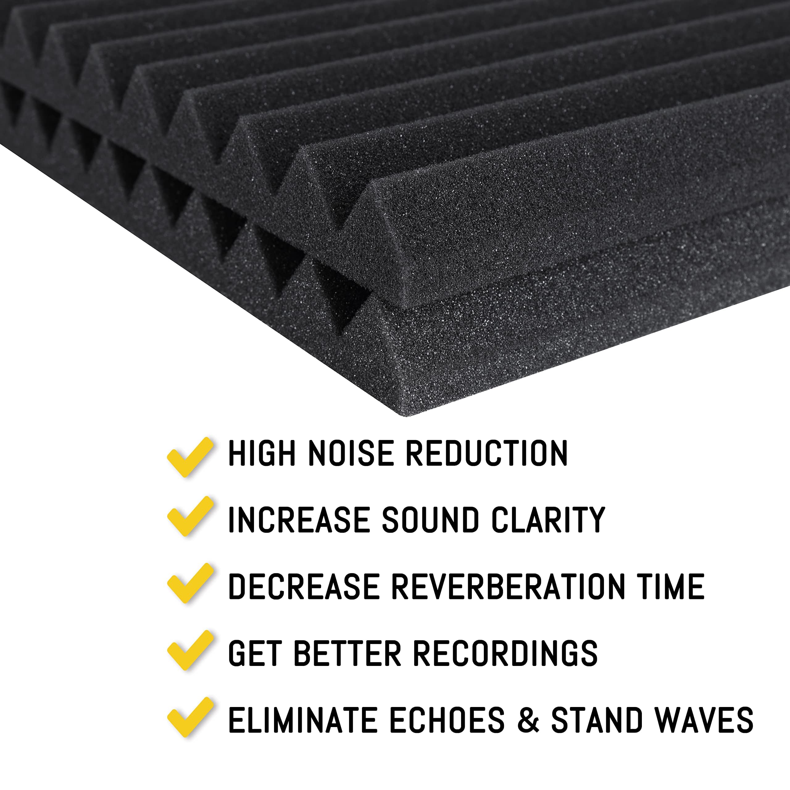 Wiberation 50 Pack Acoustic Foam Panels 1" X 12" X 12" Wedge Soundproof Foam for Studios, Recording Studios, Home Studios