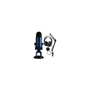 Blue Microphones Yeti USB Microphone (Midnight Blue) Bundle with Headphones and Desktop Boom Arm (4 Items)