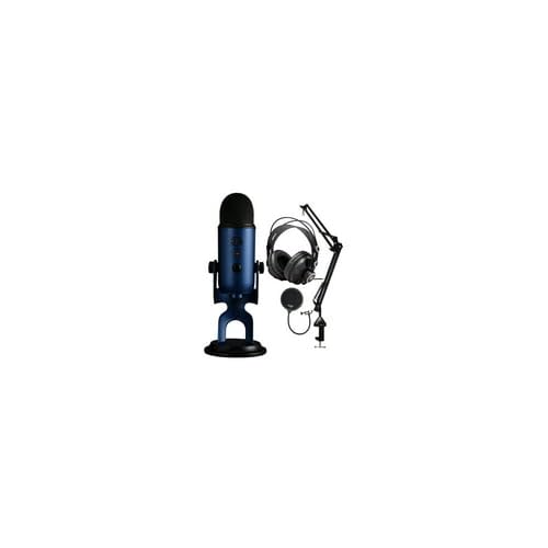 Blue Microphones Yeti USB Microphone (Midnight Blue) Bundle with Headphones and Desktop Boom Arm (4 Items)