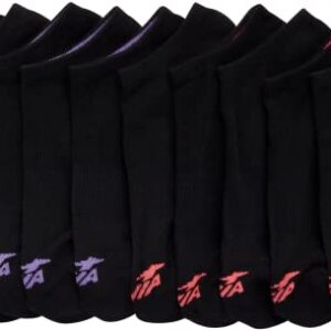 Avia Women's Athletic Performance Cushioned No Show Solid Socks (10 Pack), Size 4-9, Black Logo