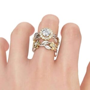 Stacking Rings for Women with Flower Teen Jewelry for Girls Ages 14-18 Best Friend Rings Knuckle Rings for Women Size 6-11 (Gold, 11)