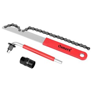 Oumers Bike Cassette Removal Tool with Chain Whip and Chain Wrench Bicycle Sprocket Removal Tools Bike Crank Removel, Bicycle Cassette Lock Ring Removal Freewheel Sprocket Remover