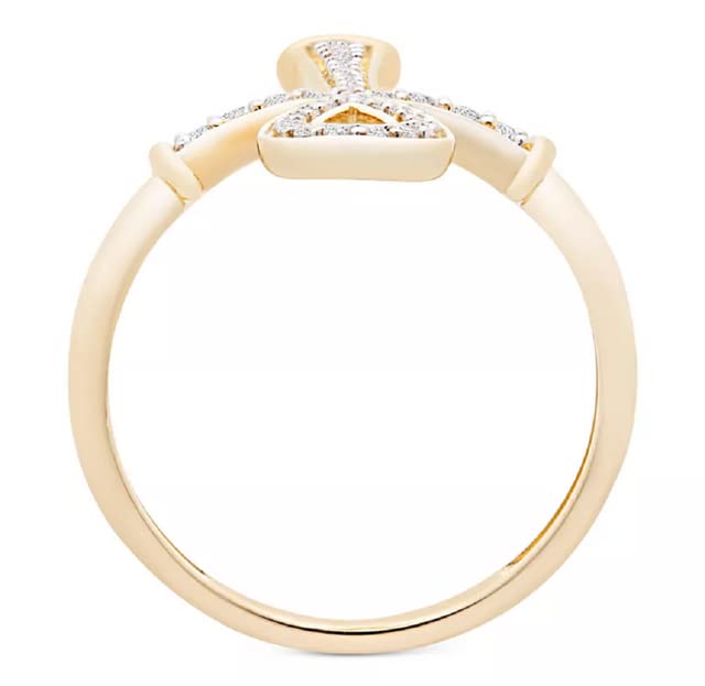 1/4 CT Round Cubic Zirconia Ankh Cross Cocktail Religious Ring 14k Yellow Gold Finish Ring Size-9