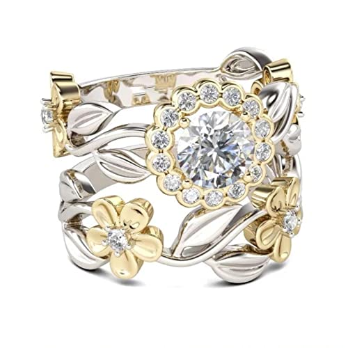 Stacking Rings for Women with Flower Teen Jewelry for Girls Ages 14-18 Best Friend Rings Knuckle Rings for Women Size 6-11 (Gold, 11)