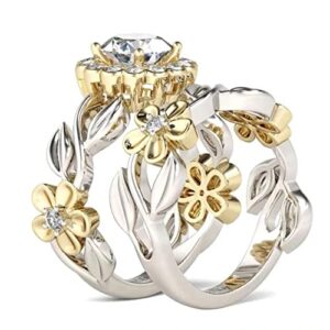 Stacking Rings for Women with Flower Teen Jewelry for Girls Ages 14-18 Best Friend Rings Knuckle Rings for Women Size 6-11 (Gold, 11)