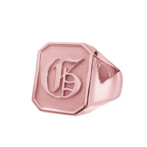 elefezar personalized 925 sterling silver square initial signet ring custom raised engraved old english letter ring for unisex rose gold