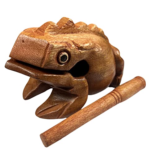 NUTTA - 5 Inches Wooden Frog Guiro Rasp Musical Instrume Wood Percussion Desk Scraping Fog with Frog Sound Idea Funny Instruments Nature Wood Music Home Garden Decoration (5 Inches)