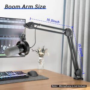 FIFINE Microphone Arm Stand-Heavy Duty Boom Arm, Suspension Scissor Adjustable Mic Stand with Desk Mount, 5/8" Screw, Cable Ties, for Recording Gaming Streaming Podcasting-BM63