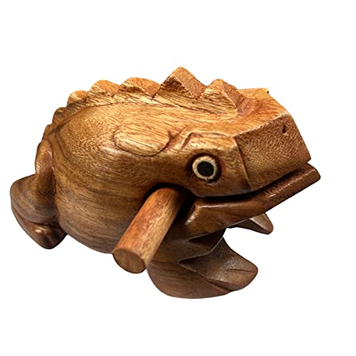 NUTTA - 5 Inches Wooden Frog Guiro Rasp Musical Instrume Wood Percussion Desk Scraping Fog with Frog Sound Idea Funny Instruments Nature Wood Music Home Garden Decoration (5 Inches)