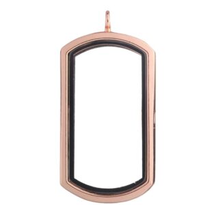 5Pcs/lot Rectangle Openable Glass Floating Locket Pendant Floating Charms Memory Living Diffuser Aromatherapy Women Jewelry - (Metal Color: L37 Rose Gold)