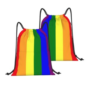 PAUSEBOLL LGBT Gay Pride Drawstring Backpack Rainbow String Bag Gym Sackpack Waterproof Cinch Sports Sack for Men Women Beach Yoga Traveling School Gifts One Size