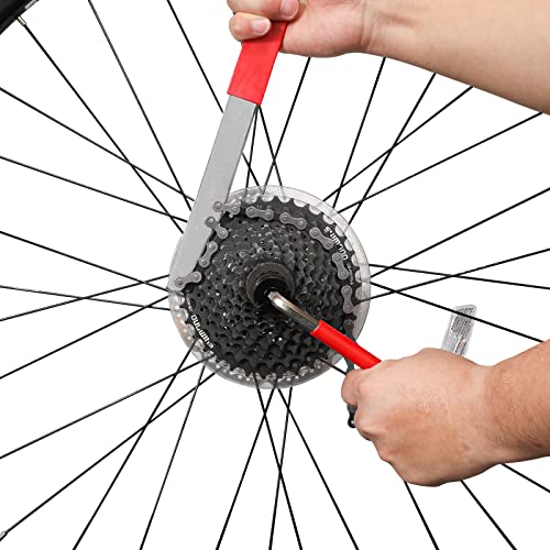 Oumers Bike Cassette Removal Tool with Chain Whip and Chain Wrench Bicycle Sprocket Removal Tools Bike Crank Removel, Bicycle Cassette Lock Ring Removal Freewheel Sprocket Remover