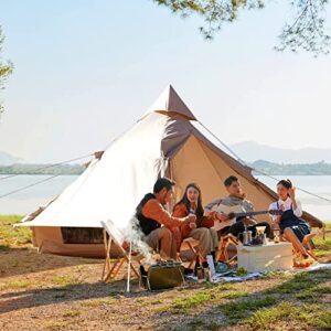 Baralir Outdoor Camping Tent Oxford Bell Tent Safari Tents Yurt Tent for Family with Cool Ventilation Mosquito Net Doors & Windows, Also Great for Winter with Zipper Full Closed