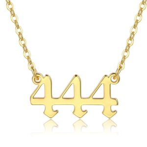 Pingyongchang Angel Number Necklace 222 333 444 888 555 111 777 999 666 Necklace Gold Plated Bling Angel Choker Pendant Necklace for women teen girls 444