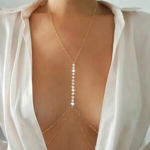 tgirls layered rhinestone body chain sexy gold body belly chain beach body jewelry party for women and girls