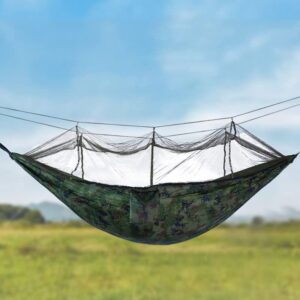 Camping Hammock with Mosquito Net,1-2 Lightweight Portable Outdoor Camping Hammock Nylon Hammock Tent with Tree Straps for Indoor, Camping, Hiking, Backpacking, Beach,Backyard,Pink and Sky Blue