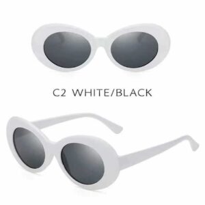 ADMIRING White Oval Round Sunglasses Thick Bold Clout Goggles Oval Mod Retro Vintage Kurt Cobain Inspired Sunglasses Round Lens