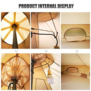 Baralir Outdoor Camping Tent Oxford Bell Tent Safari Tents Yurt Tent for Family with Cool Ventilation Mosquito Net Doors & Windows, Also Great for Winter with Zipper Full Closed