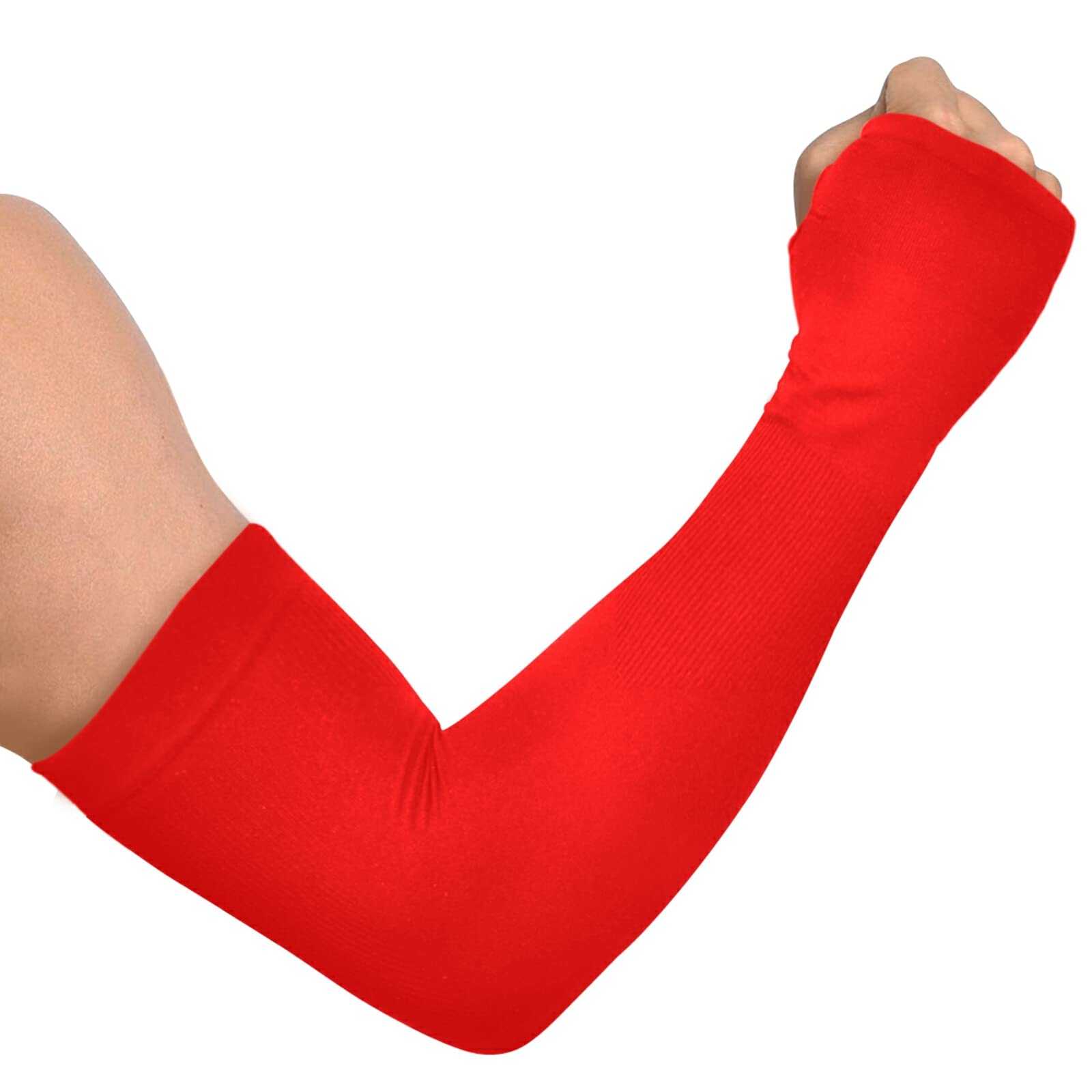 Kigai Red Cooling Sleeves for Arm Compression Sleeve with Thumb Hole UV Sun Protective Arm Cover for Men Women Gardening Outdoor Activity