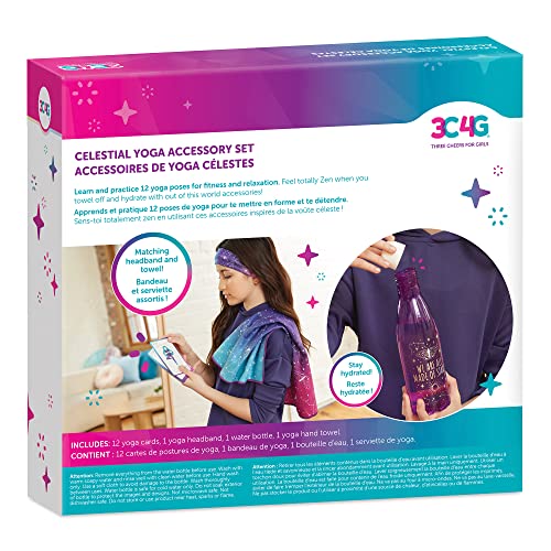 3C4G Celestial Yoga Accessory Set - Yoga Set Includes Kids Water Bottle, Yoga Towel, Yoga Headband & Kids Yoga Cards - Yoga Accessories for Girls Ages 6-8-10-12-14-16 by Make It Real