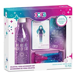 3C4G Celestial Yoga Accessory Set - Yoga Set Includes Kids Water Bottle, Yoga Towel, Yoga Headband & Kids Yoga Cards - Yoga Accessories for Girls Ages 6-8-10-12-14-16 by Make It Real