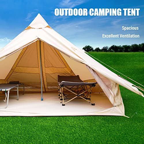 Baralir Outdoor Camping Tent Oxford Bell Tent Safari Tents Yurt Tent for Family with Cool Ventilation Mosquito Net Doors & Windows, Also Great for Winter with Zipper Full Closed