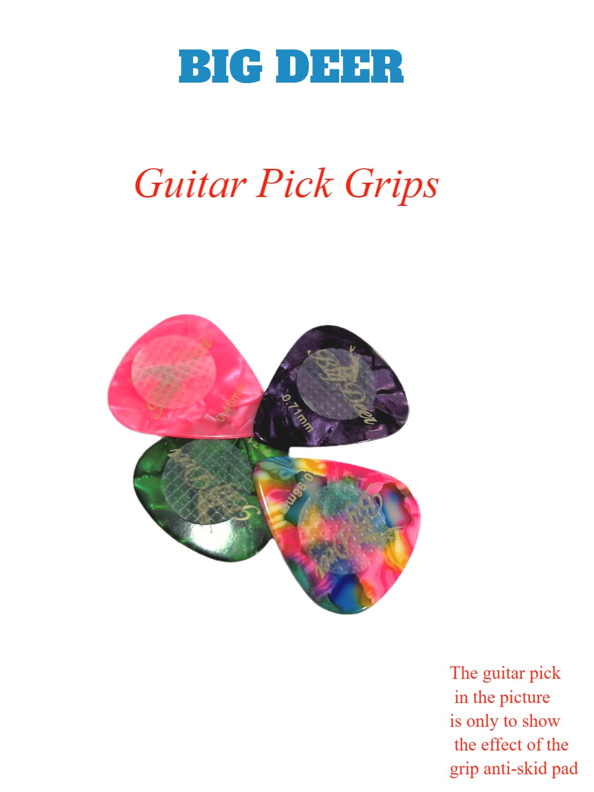 BigDeer 48pc Ultra-thin 0.6mm/0.024in Guitar Pick Grips and 2 guitar picks with grip. Help You Hold Guitar Picks,Stop Dropping Your Guitar Picks While Playing