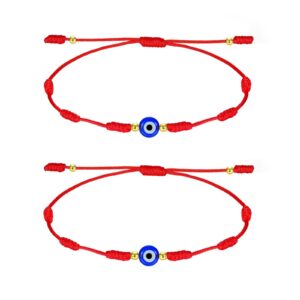 qmexins 7 knot evil eye bracelet for women men friends family adjustable red string protection bracelet 2 pcs