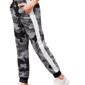 Boyoo Boy's Sweatpants Drawstring Camouflage Joggers Pants with Side Stripe Active Sports Track Pants for 5-16Y